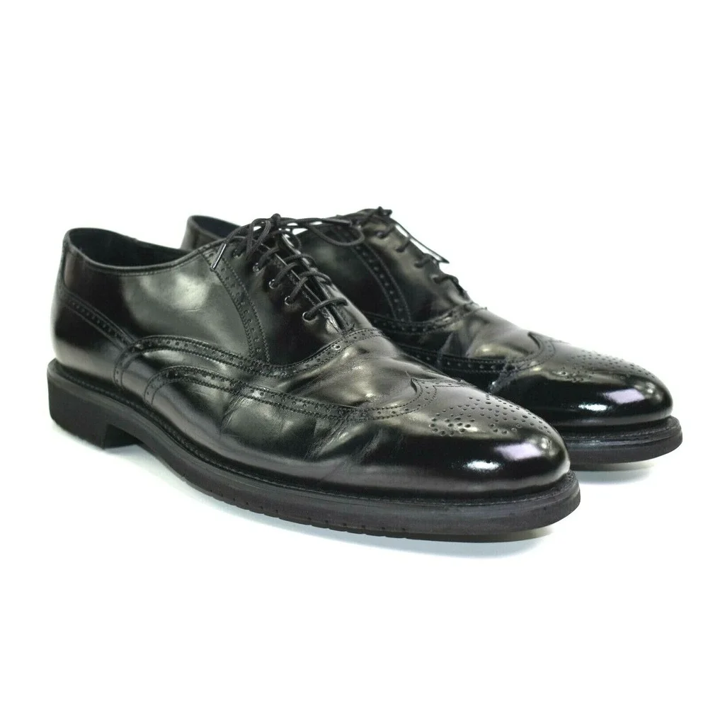 ET Wright Men's Black Dress Brogue Leather Shoes Wing Tip Oxford Size 11.5‎ B